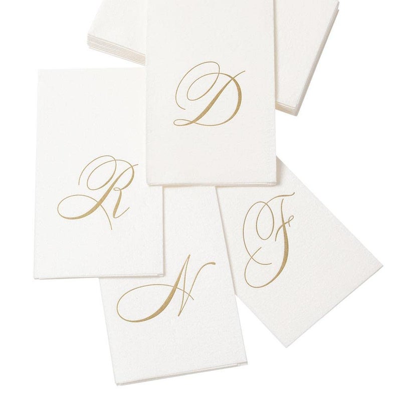 Caspari White Pearl Paper Linen Guest Towels, Monogram Initial N, Pack of 24 - Image 2